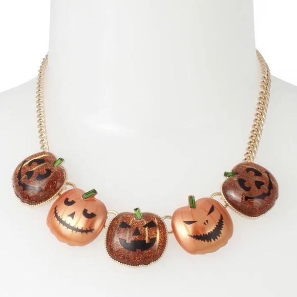 Betsey Johnson Jewelry - Betsey Johnson Gold Tone Jack o’ Lantern Pumpkin Halloween Statement Necklace